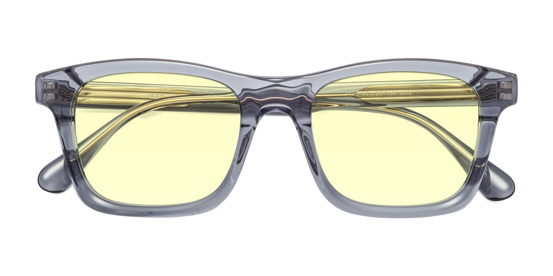 Folded Front of 1475 in Transparent Gray with Light Yellow Tinted Lenses