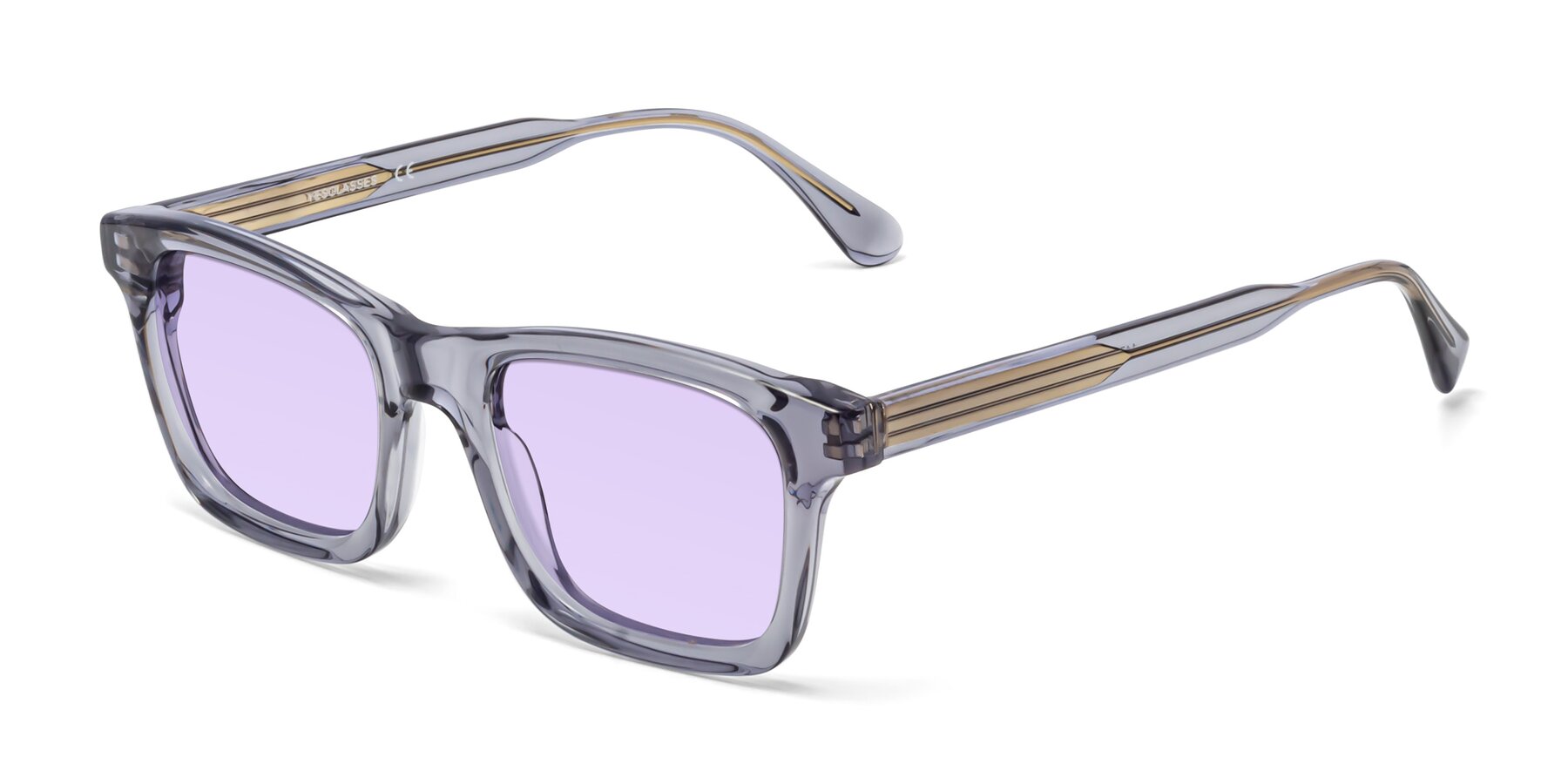 Angle of 1475 in Transparent Gray with Light Purple Tinted Lenses