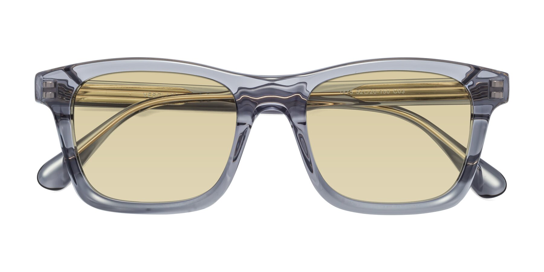 Folded Front of 1475 in Transparent Gray with Light Champagne Tinted Lenses