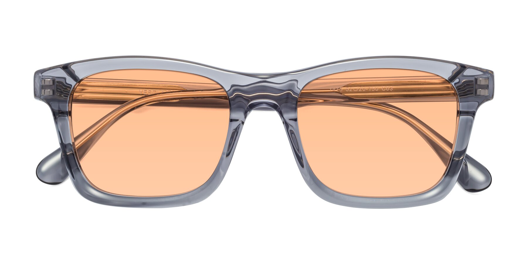 Folded Front of 1475 in Transparent Gray with Light Orange Tinted Lenses