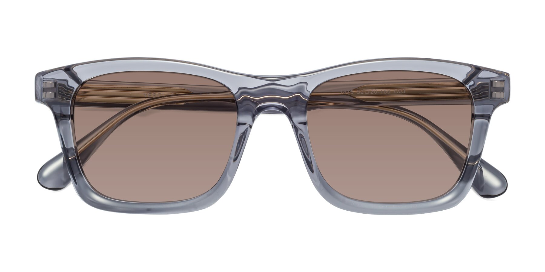 Folded Front of 1475 in Transparent Gray with Medium Brown Tinted Lenses