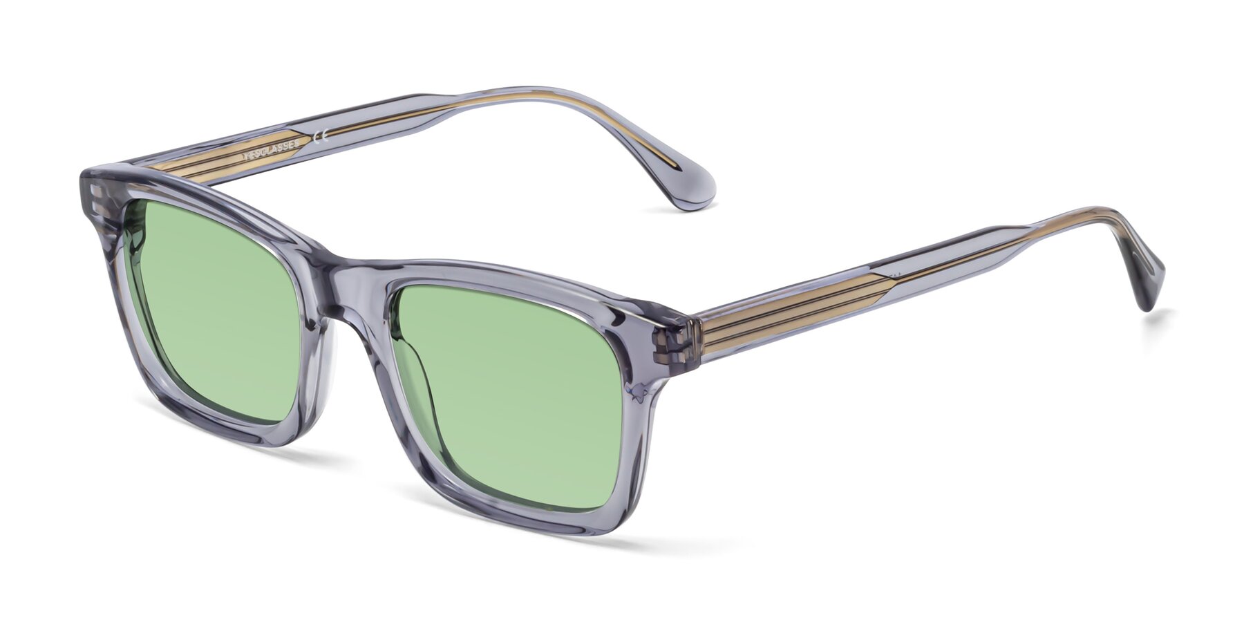Angle of 1475 in Transparent Gray with Medium Green Tinted Lenses