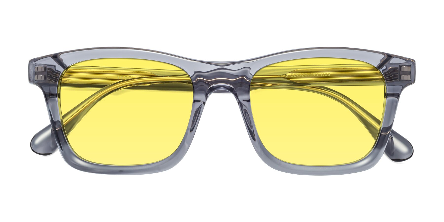 Folded Front of 1475 in Transparent Gray with Medium Yellow Tinted Lenses