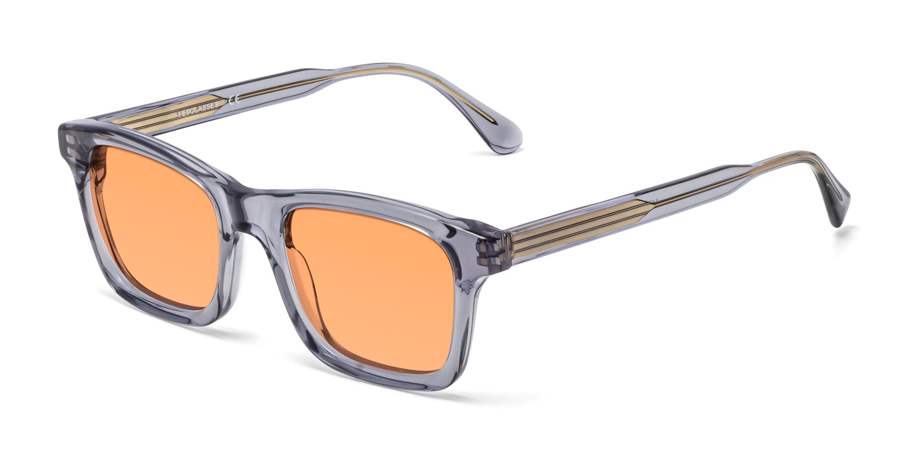 Angle of 1475 in Transparent Gray with Medium Orange Tinted Lenses