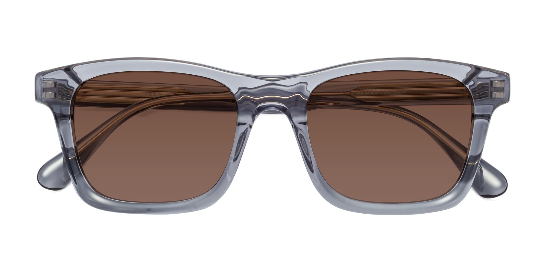 Folded Front of 1475 in Transparent Gray with Brown Tinted Lenses