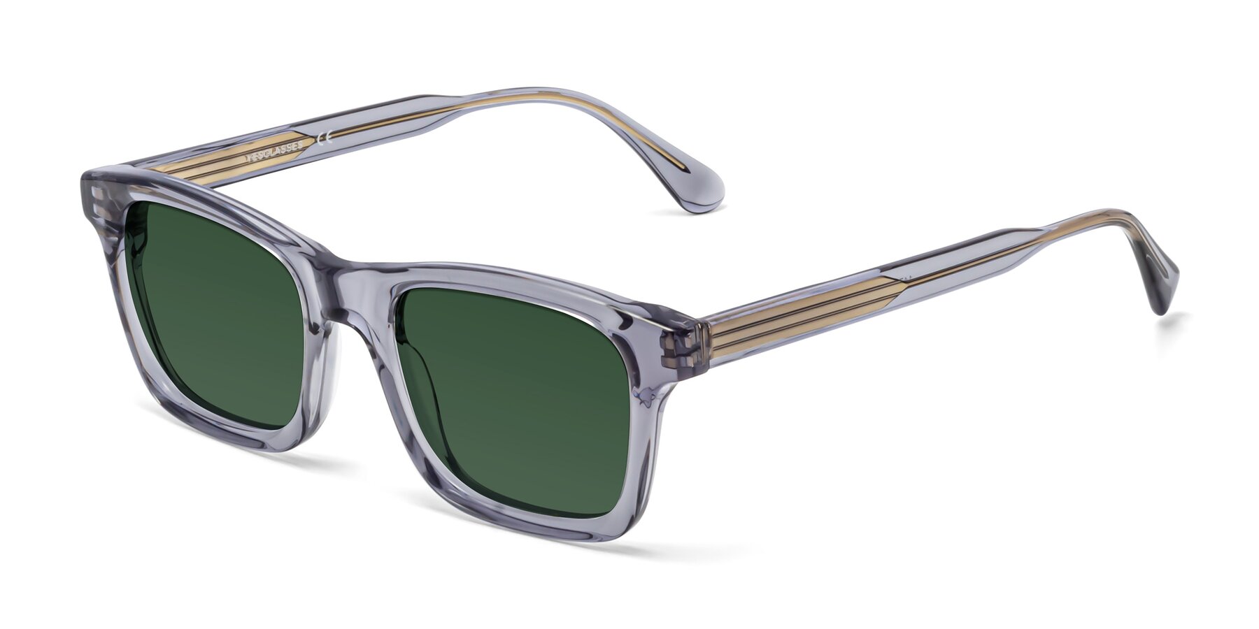 Angle of 1475 in Transparent Gray with Green Tinted Lenses