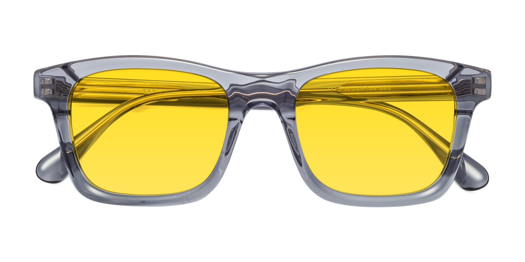 Folded Front of 1475 in Transparent Gray with Yellow Tinted Lenses