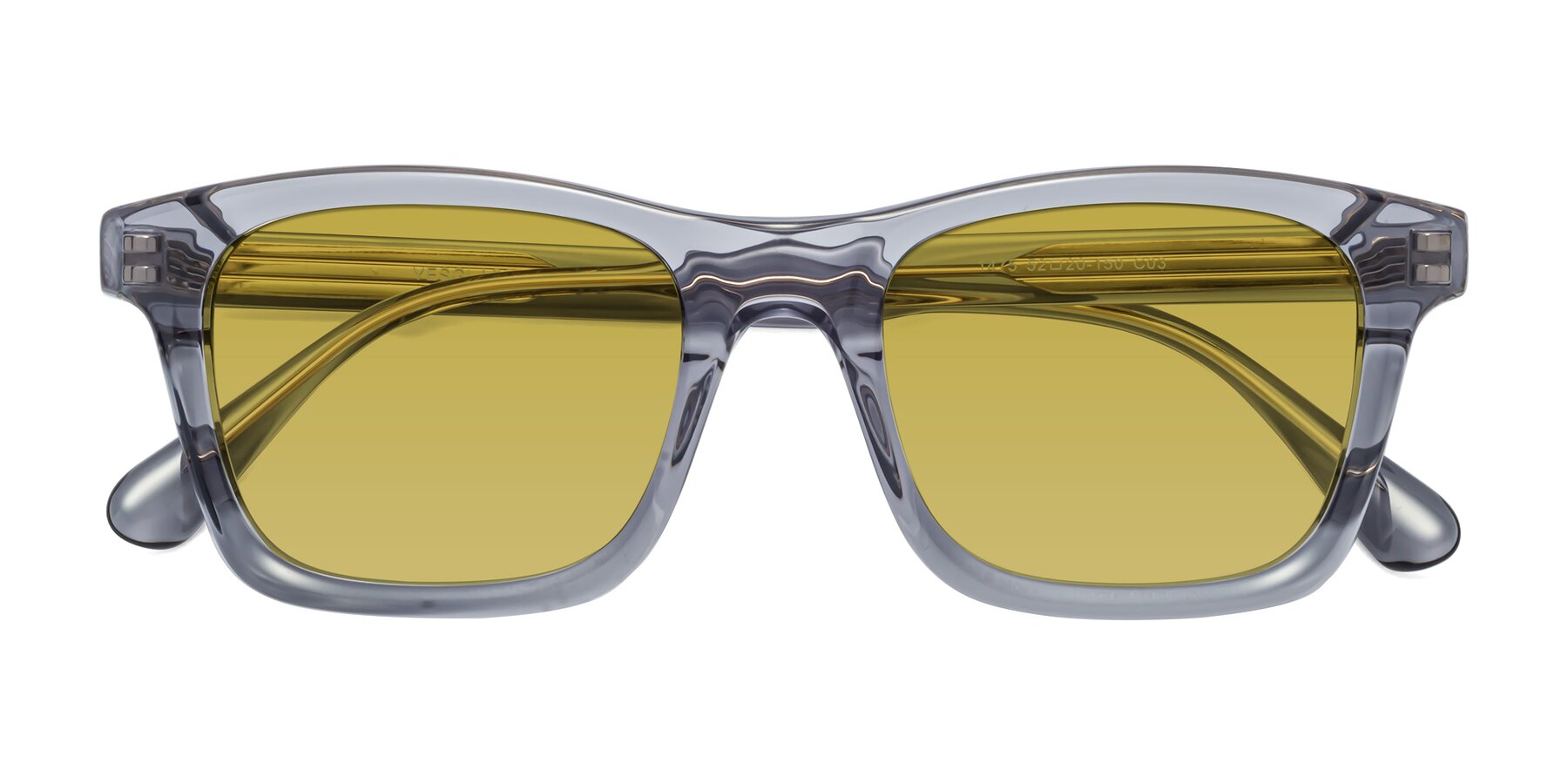 Folded Front of 1475 in Transparent Gray with Champagne Tinted Lenses