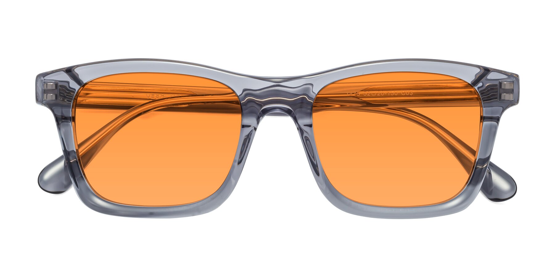 Folded Front of 1475 in Transparent Gray with Orange Tinted Lenses