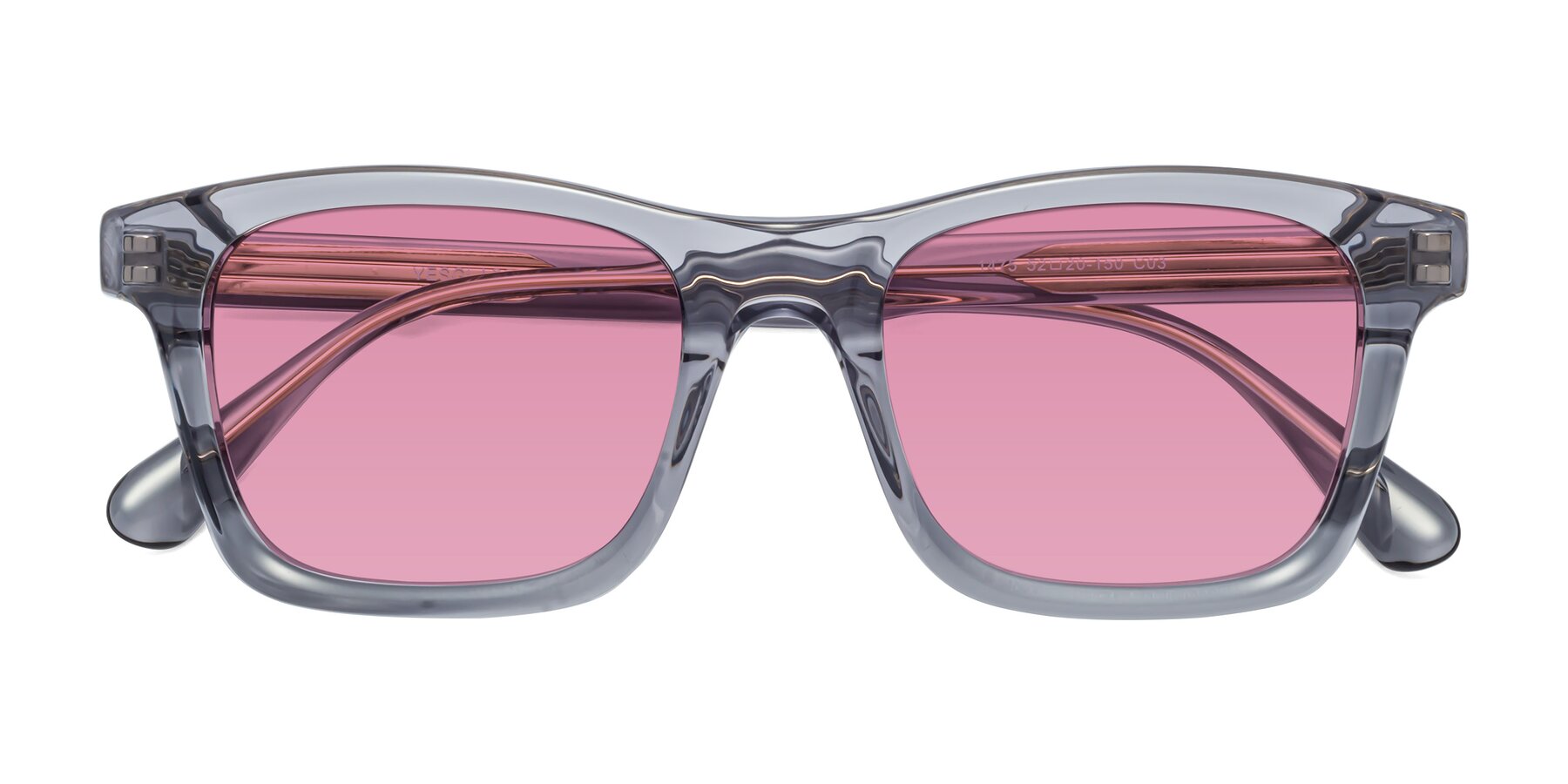 Folded Front of 1475 in Transparent Gray with Medium Wine Tinted Lenses