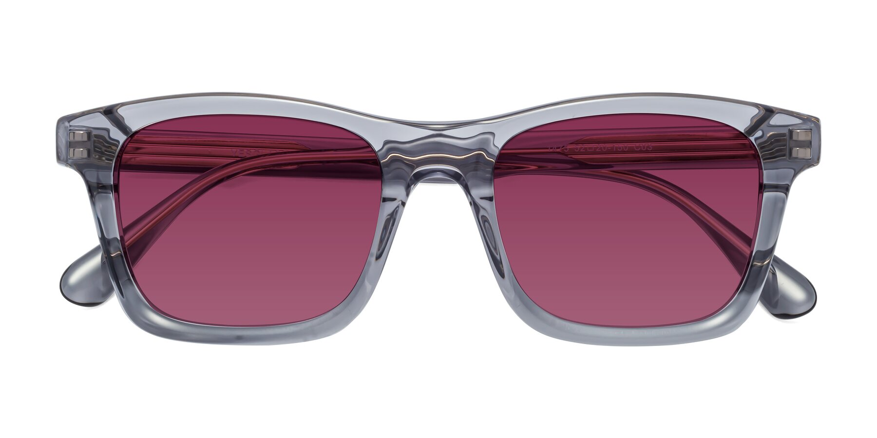 Folded Front of 1475 in Transparent Gray with Wine Tinted Lenses