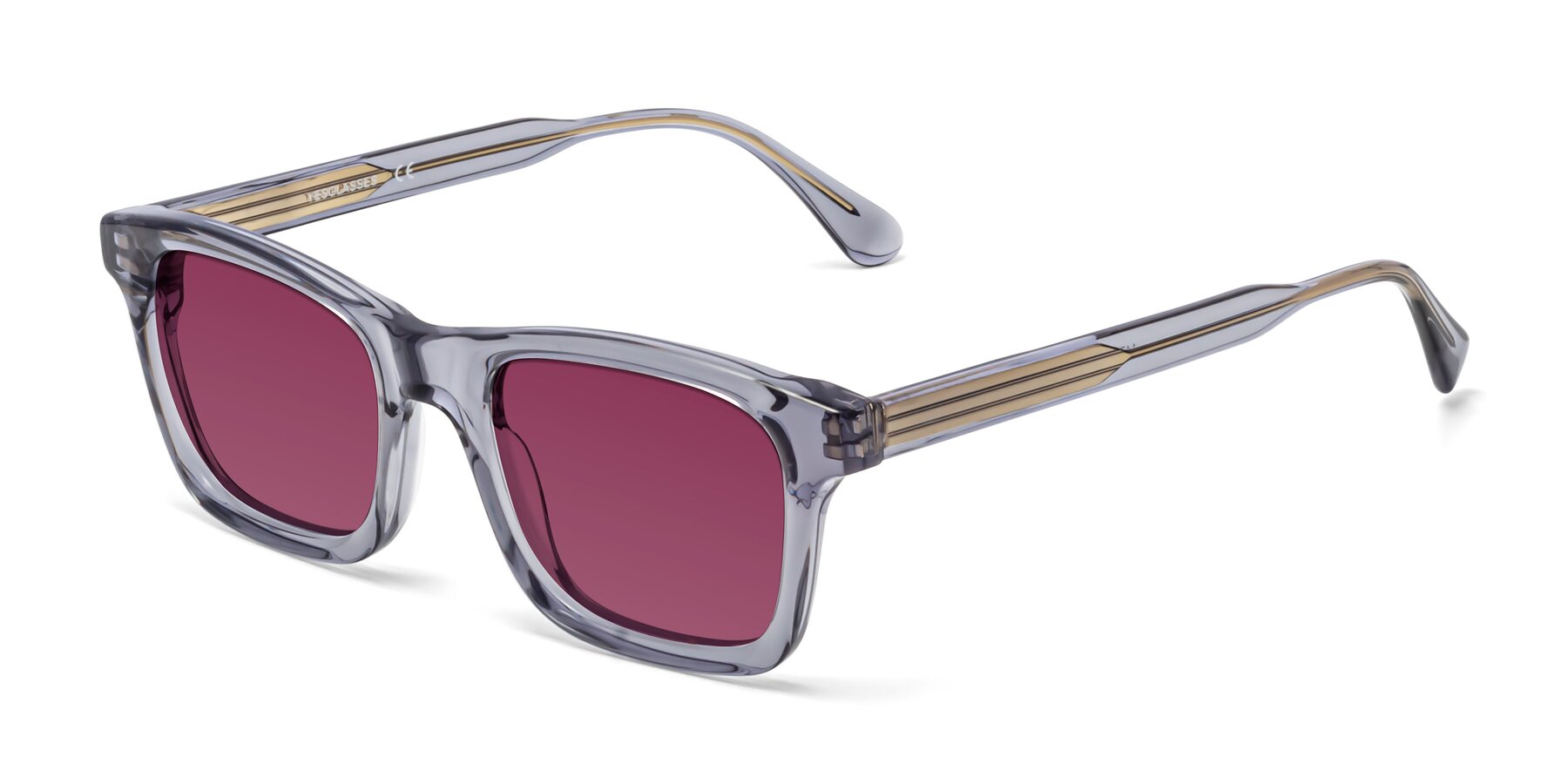 Angle of 1475 in Transparent Gray with Wine Tinted Lenses