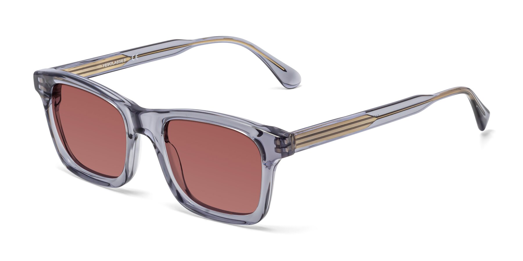 Angle of 1475 in Transparent Gray with Garnet Tinted Lenses