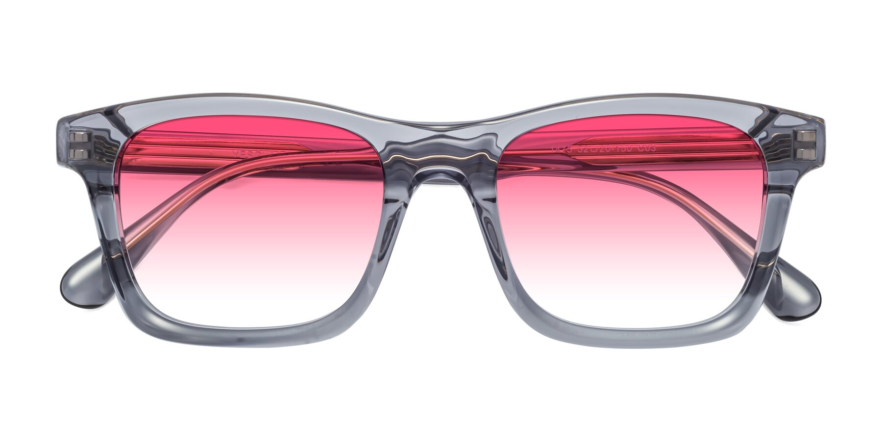 Folded Front of 1475 in Transparent Gray with Pink Gradient Lenses
