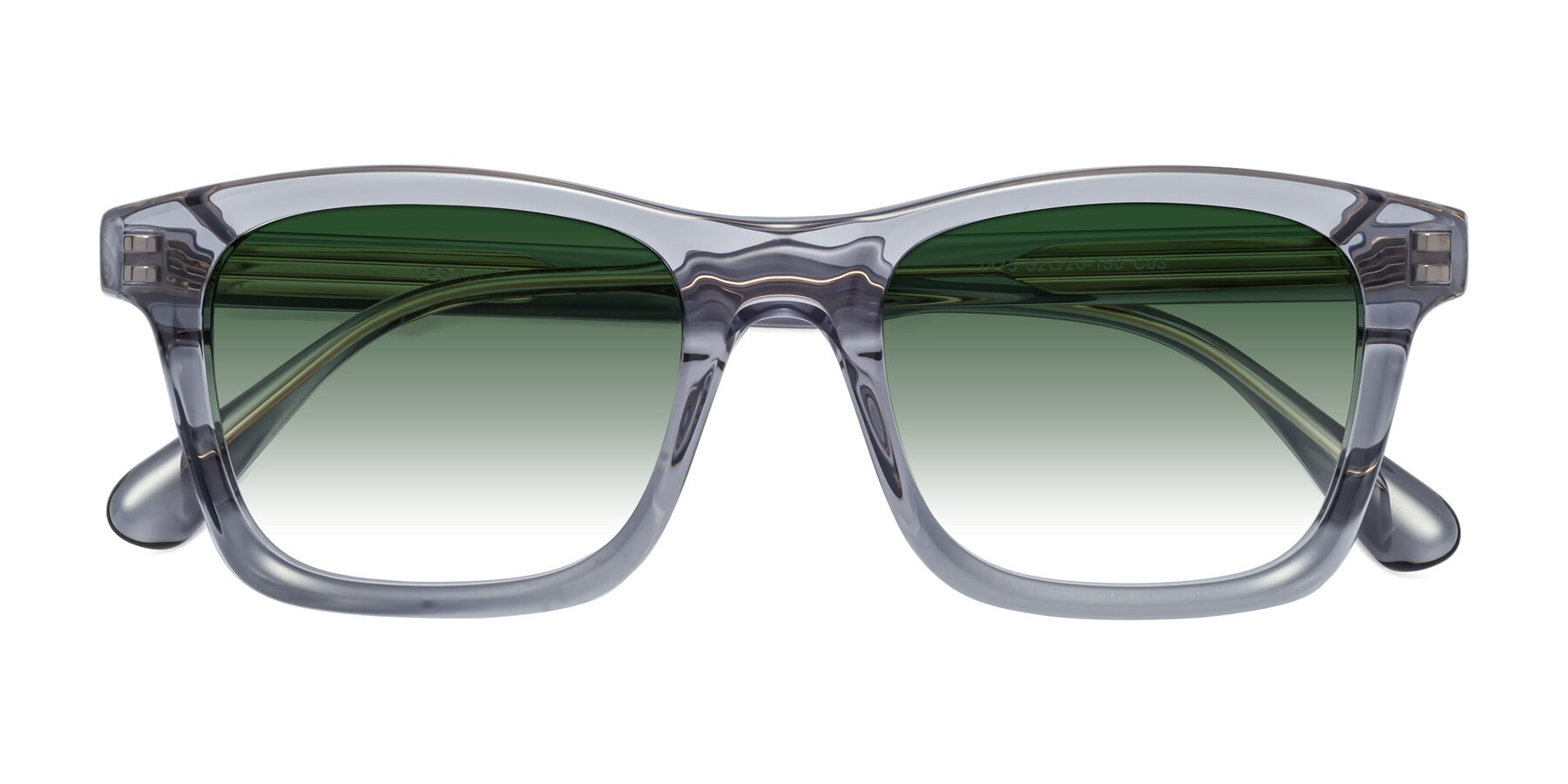 Folded Front of 1475 in Transparent Gray with Green Gradient Lenses
