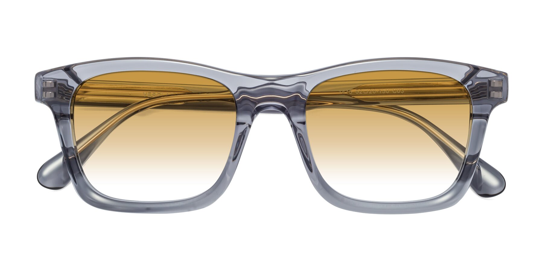 Folded Front of 1475 in Transparent Gray with Champagne Gradient Lenses