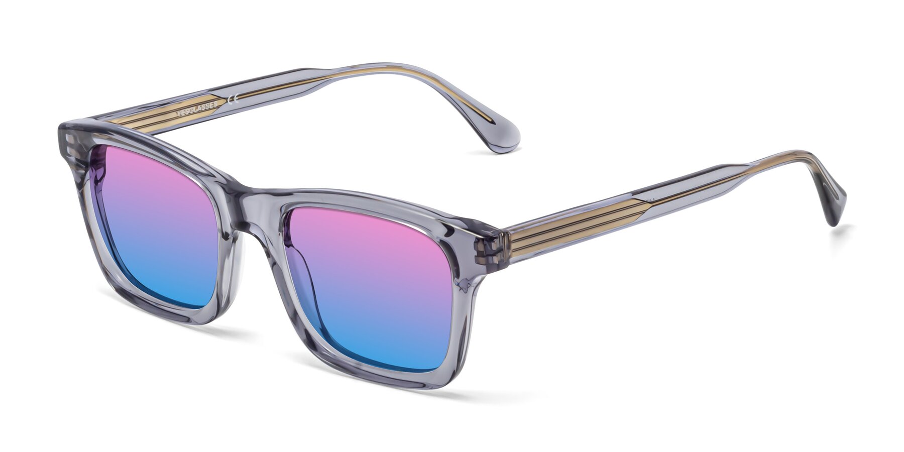 Angle of 1475 in Transparent Gray with Pink / Blue Gradient Lenses
