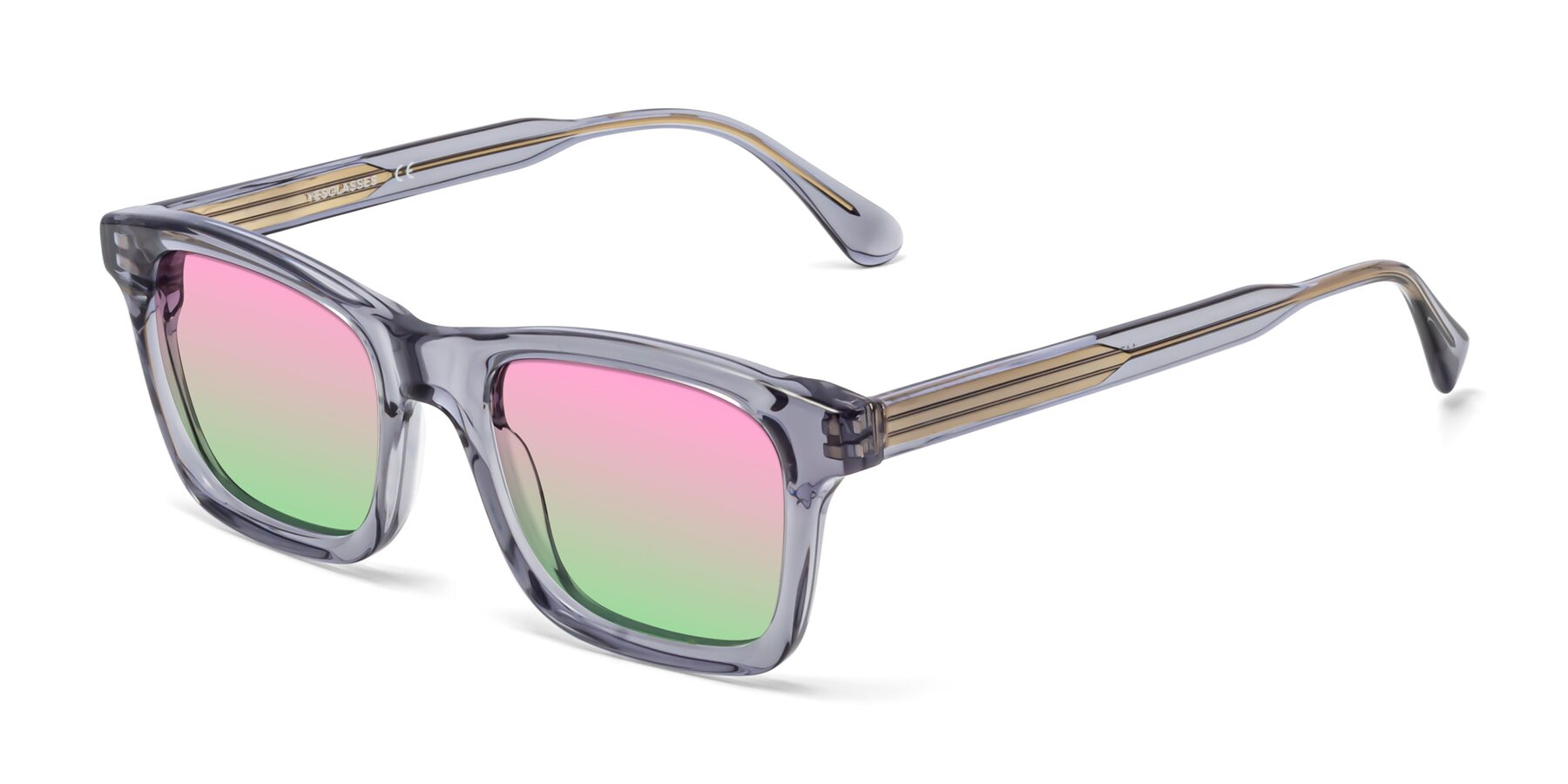 Angle of 1475 in Transparent Gray with Pink / Green Gradient Lenses
