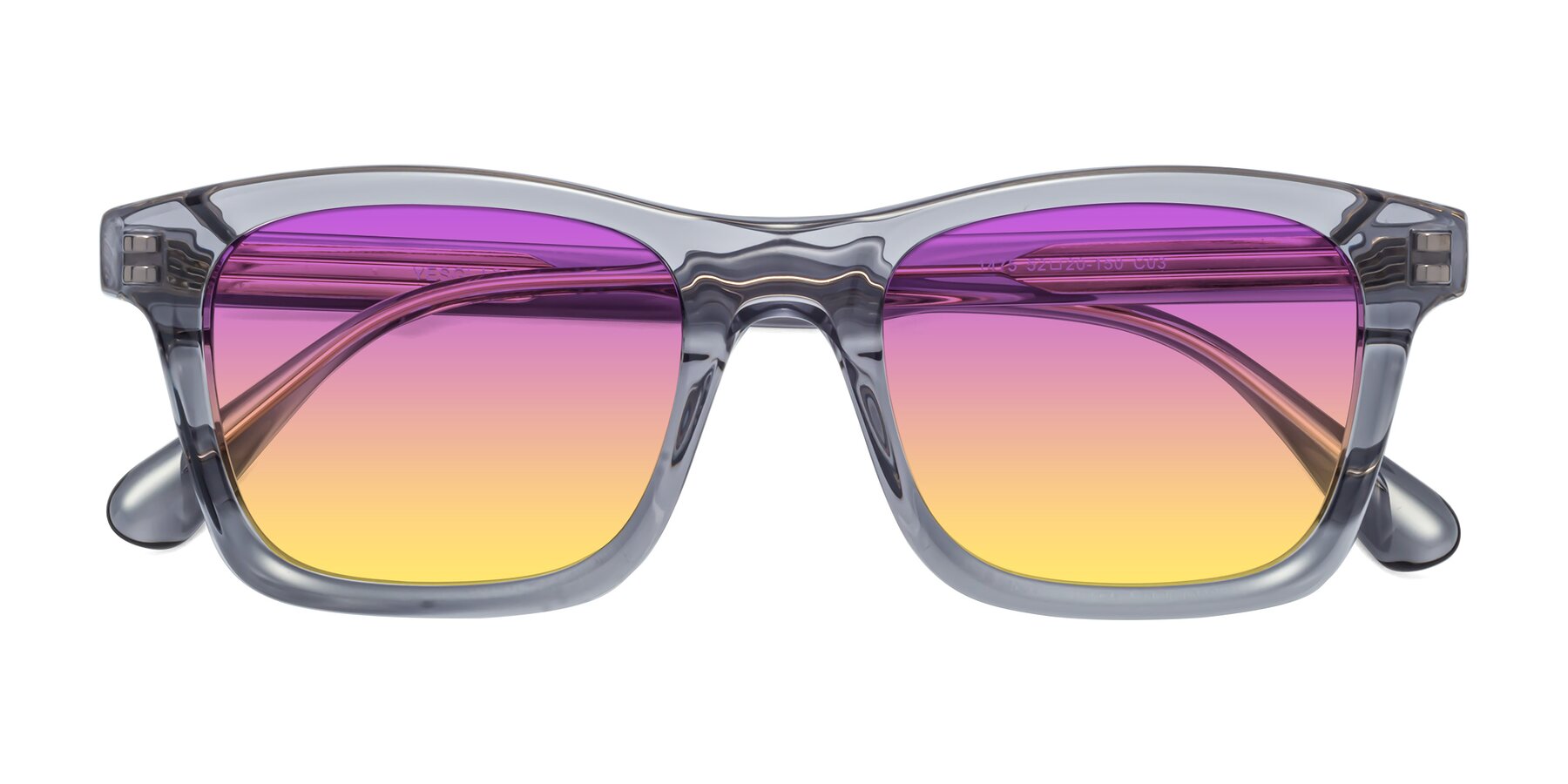 Folded Front of 1475 in Transparent Gray with Purple / Yellow Gradient Lenses