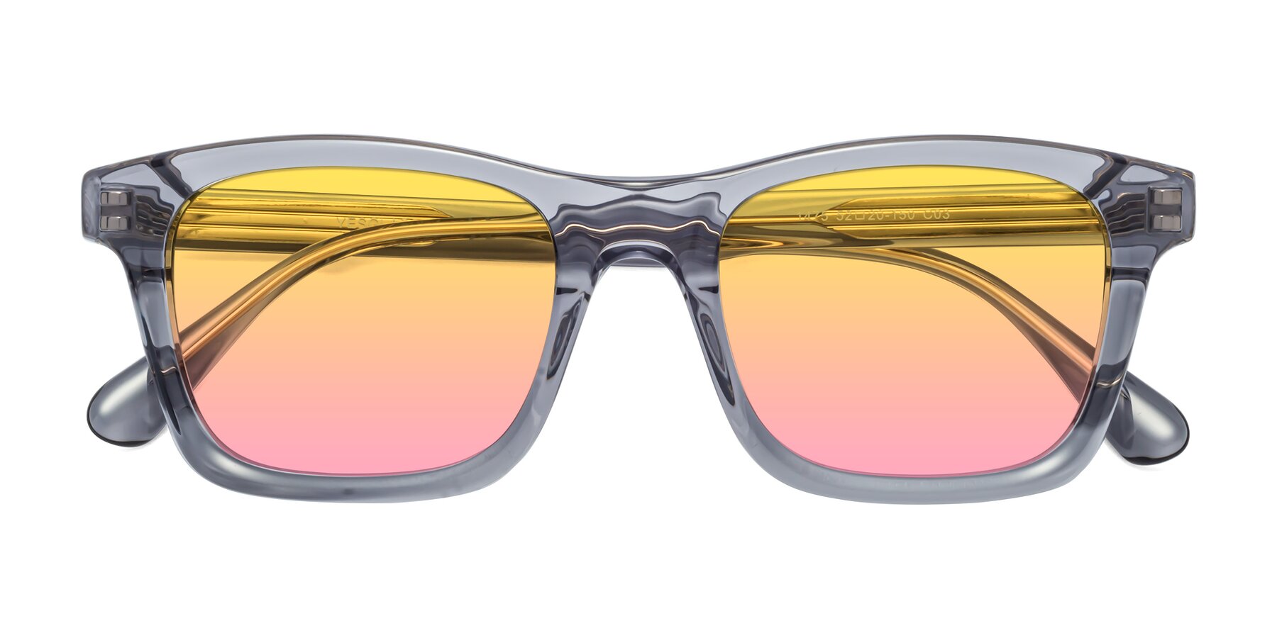 Folded Front of 1475 in Transparent Gray with Yellow / Pink Gradient Lenses
