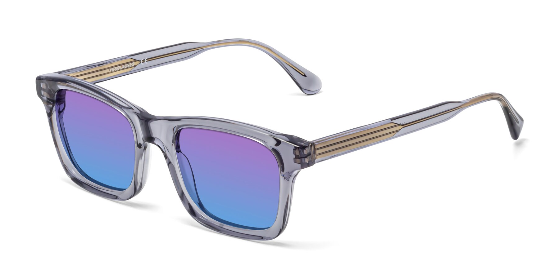 Angle of 1475 in Transparent Gray with Purple / Blue Gradient Lenses