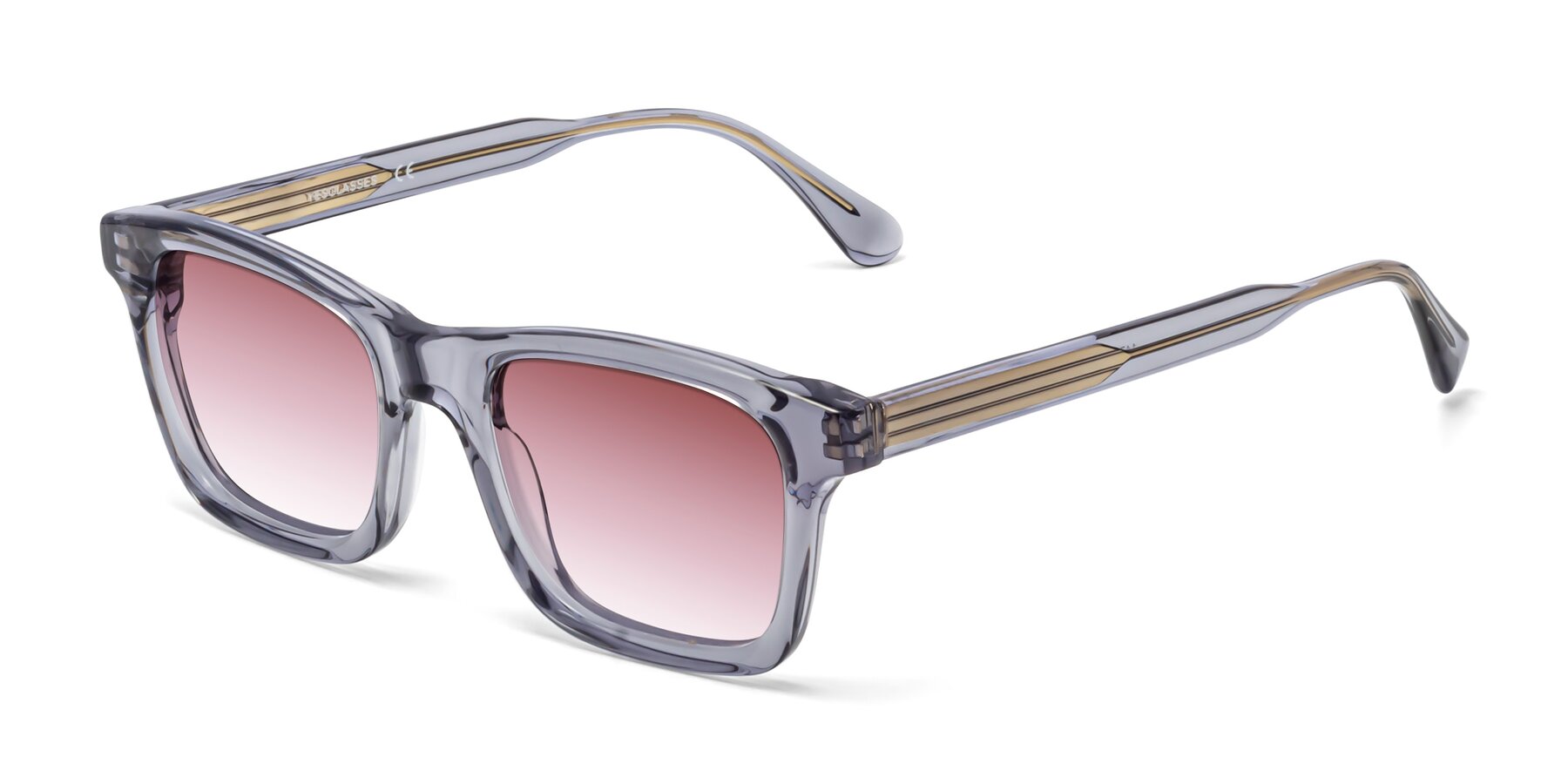 Angle of 1475 in Transparent Gray with Garnet Gradient Lenses