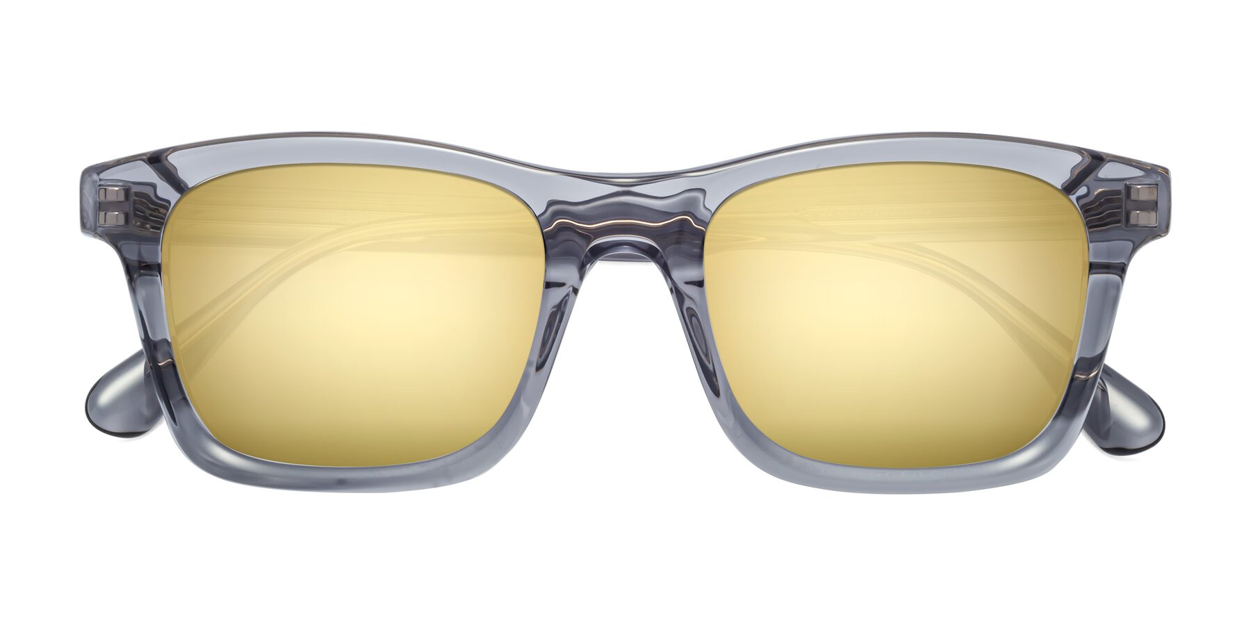 Folded Front of 1475 in Transparent Gray with Gold Mirrored Lenses