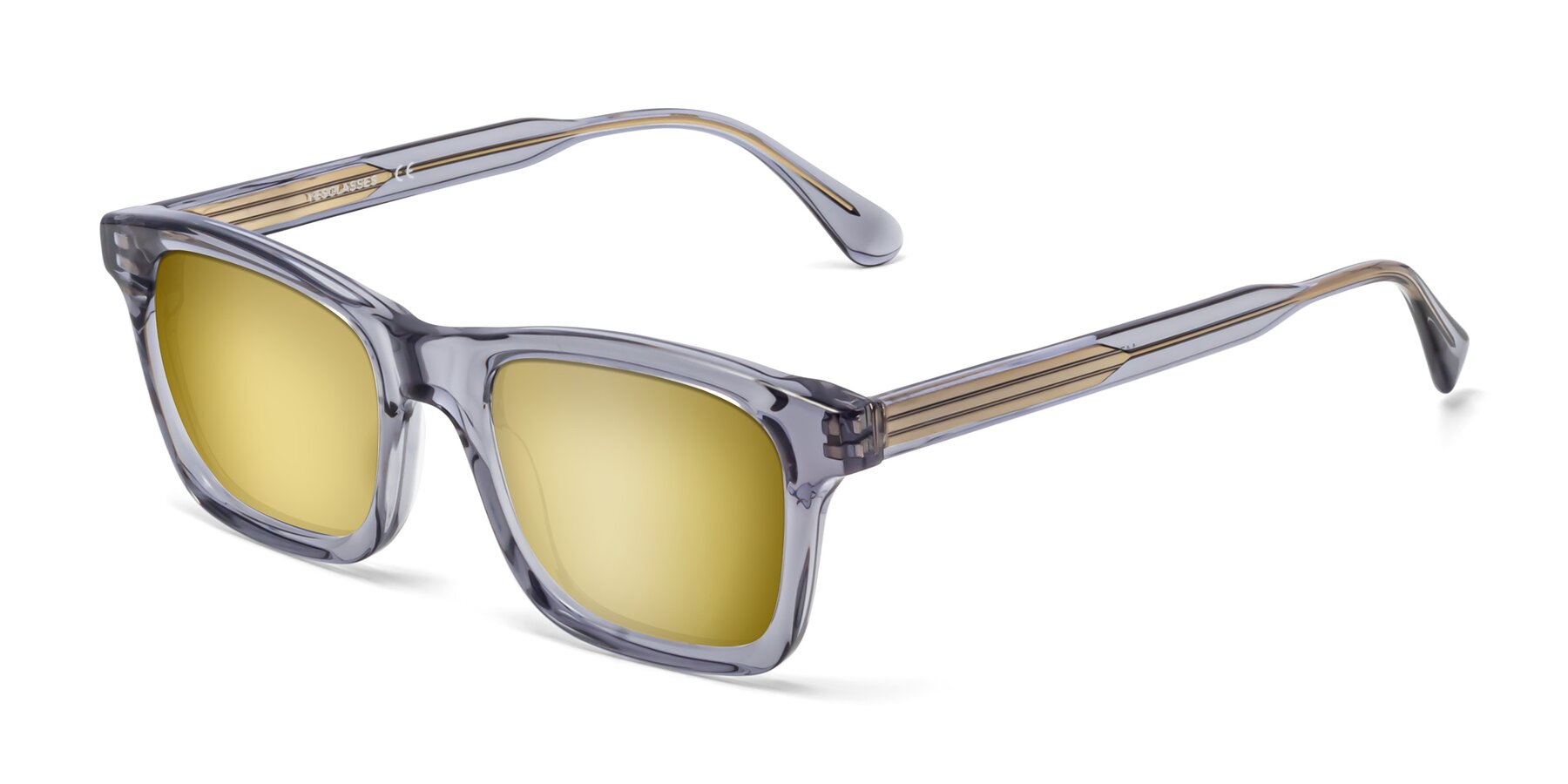 Angle of 1475 in Transparent Gray with Gold Mirrored Lenses