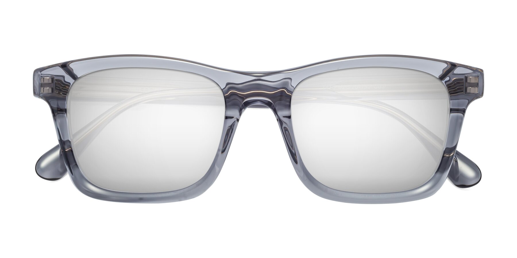 Folded Front of 1475 in Transparent Gray with Silver Mirrored Lenses
