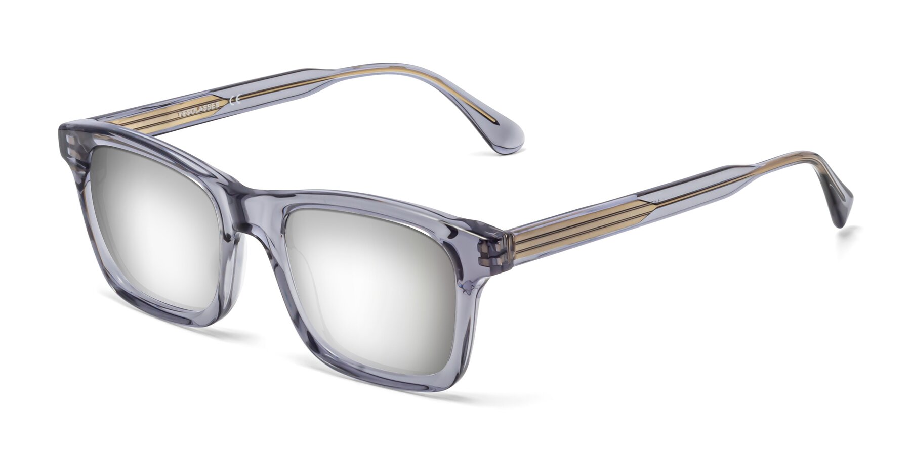Angle of 1475 in Transparent Gray with Silver Mirrored Lenses