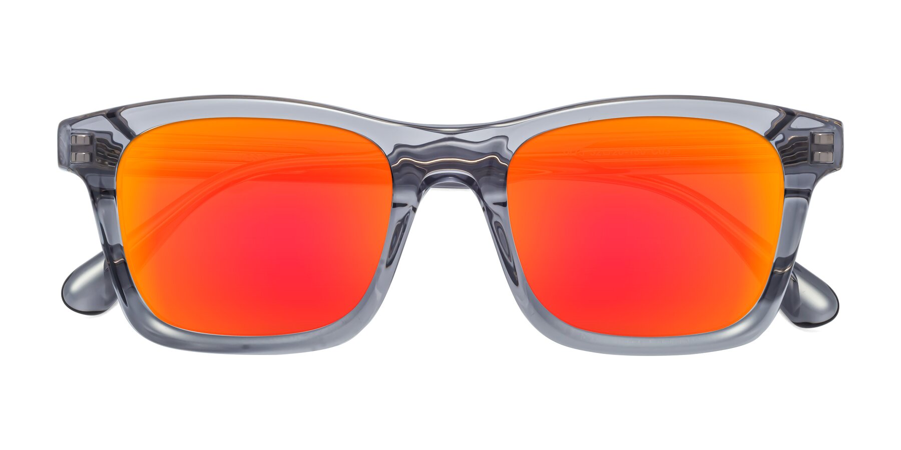 Folded Front of 1475 in Transparent Gray with Red Gold Mirrored Lenses
