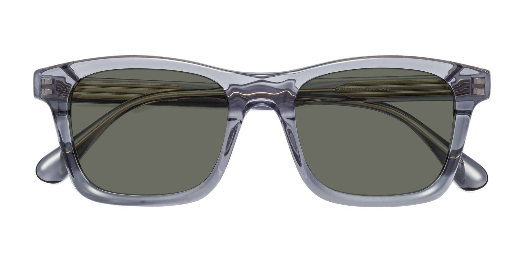 Folded Front of 1475 in Transparent Gray with Gray Polarized Lenses
