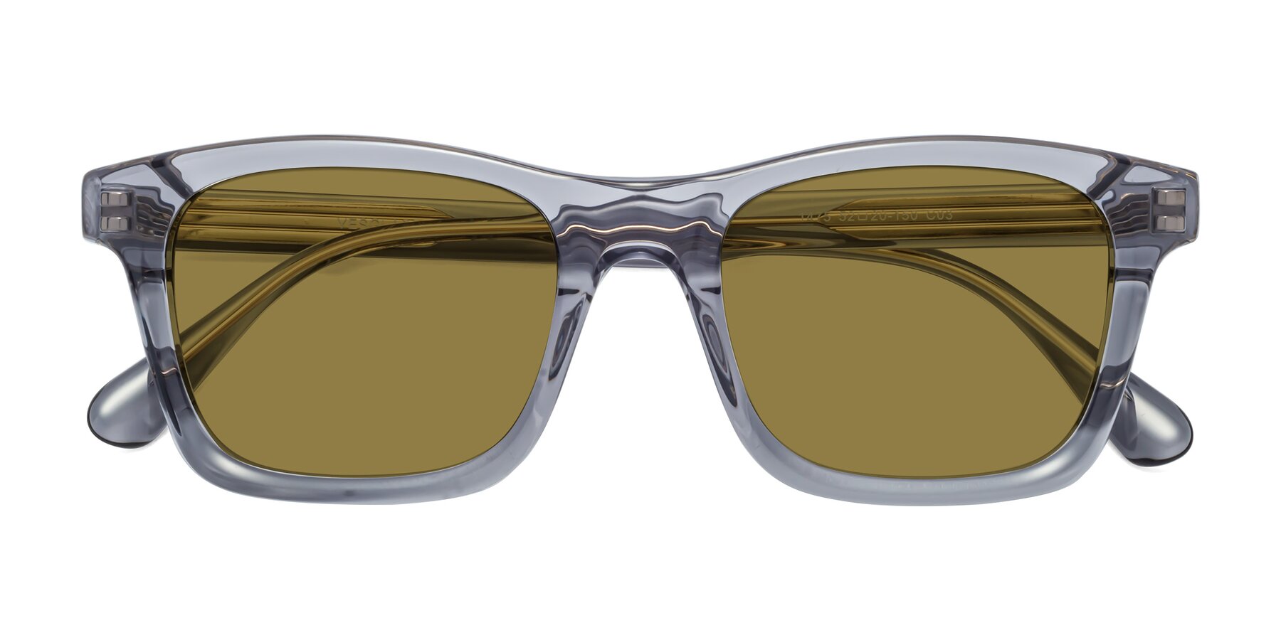 Folded Front of 1475 in Transparent Gray with Brown Polarized Lenses