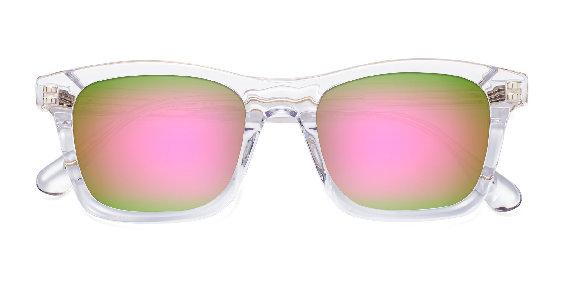 Folded Front of 1475 in Clear with Pink Mirrored Lenses