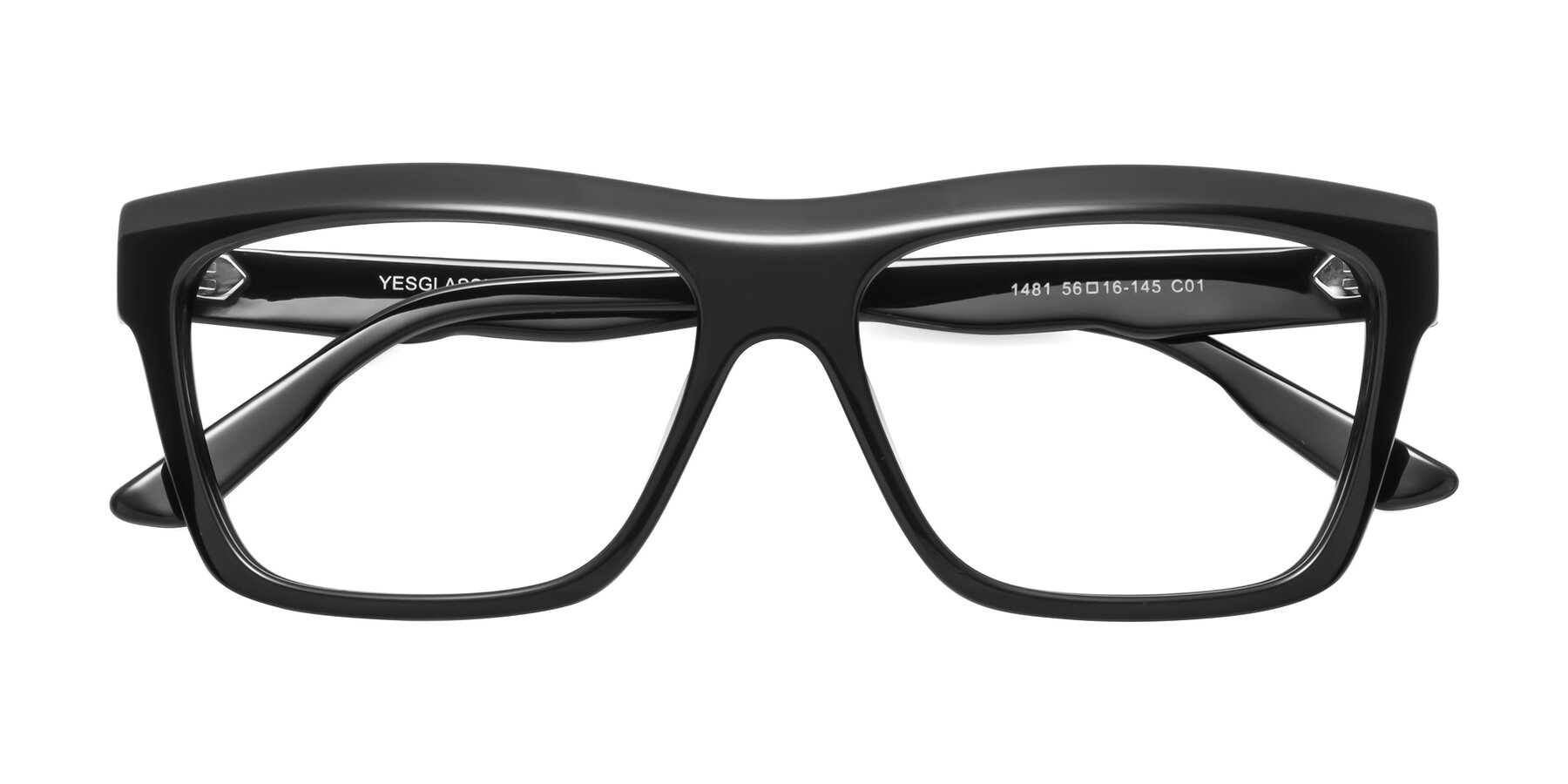 Folded Front of 1481 in Black with Clear Blue Light Blocking Lenses