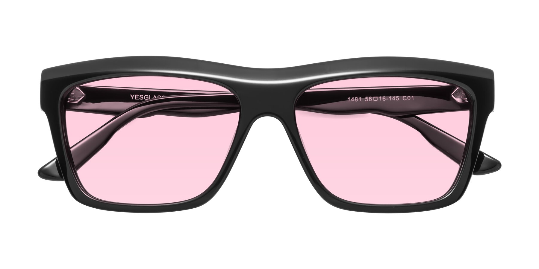 Folded Front of 1481 in Black with Light Pink Tinted Lenses
