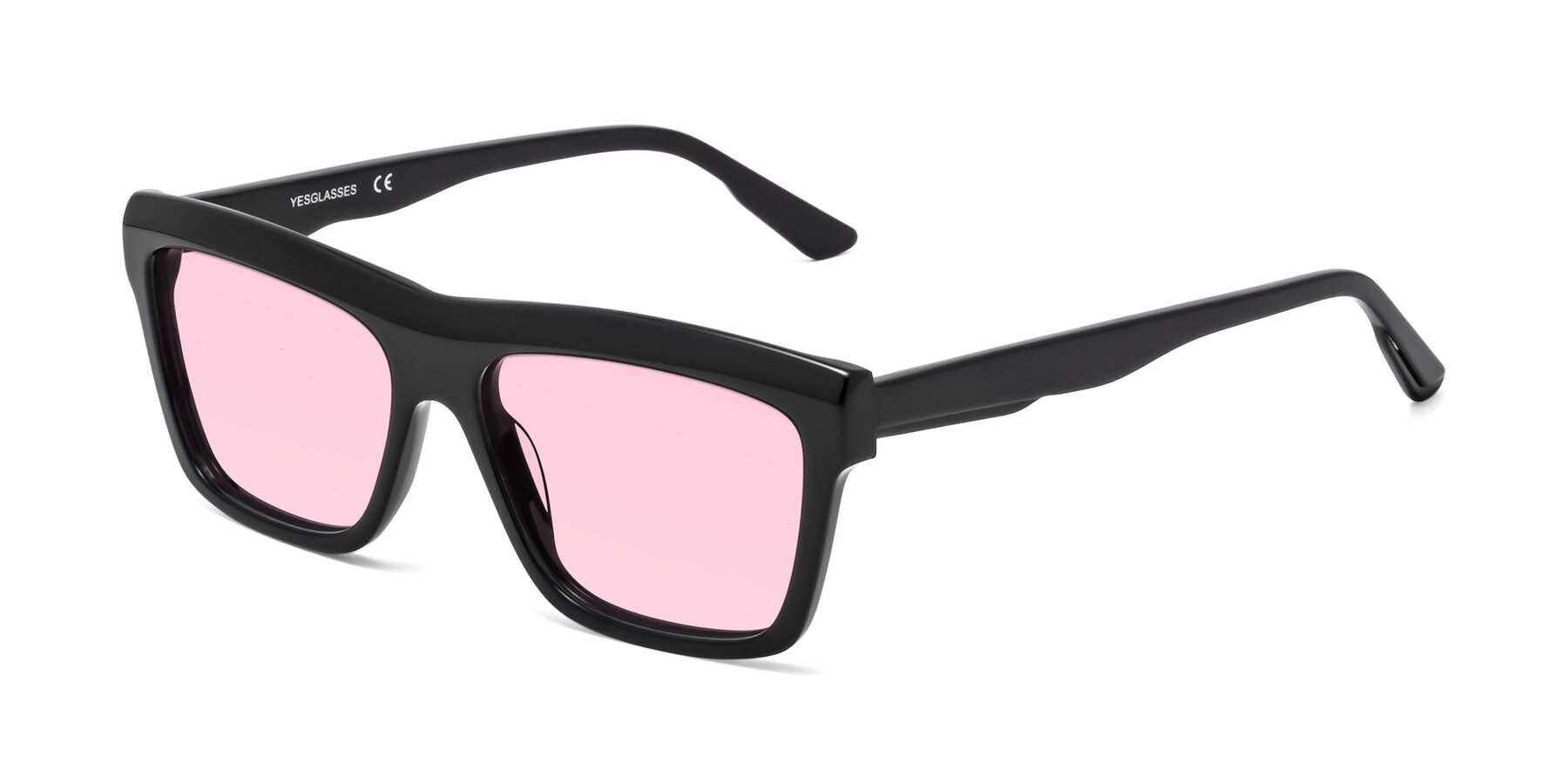 Angle of 1481 in Black with Light Pink Tinted Lenses