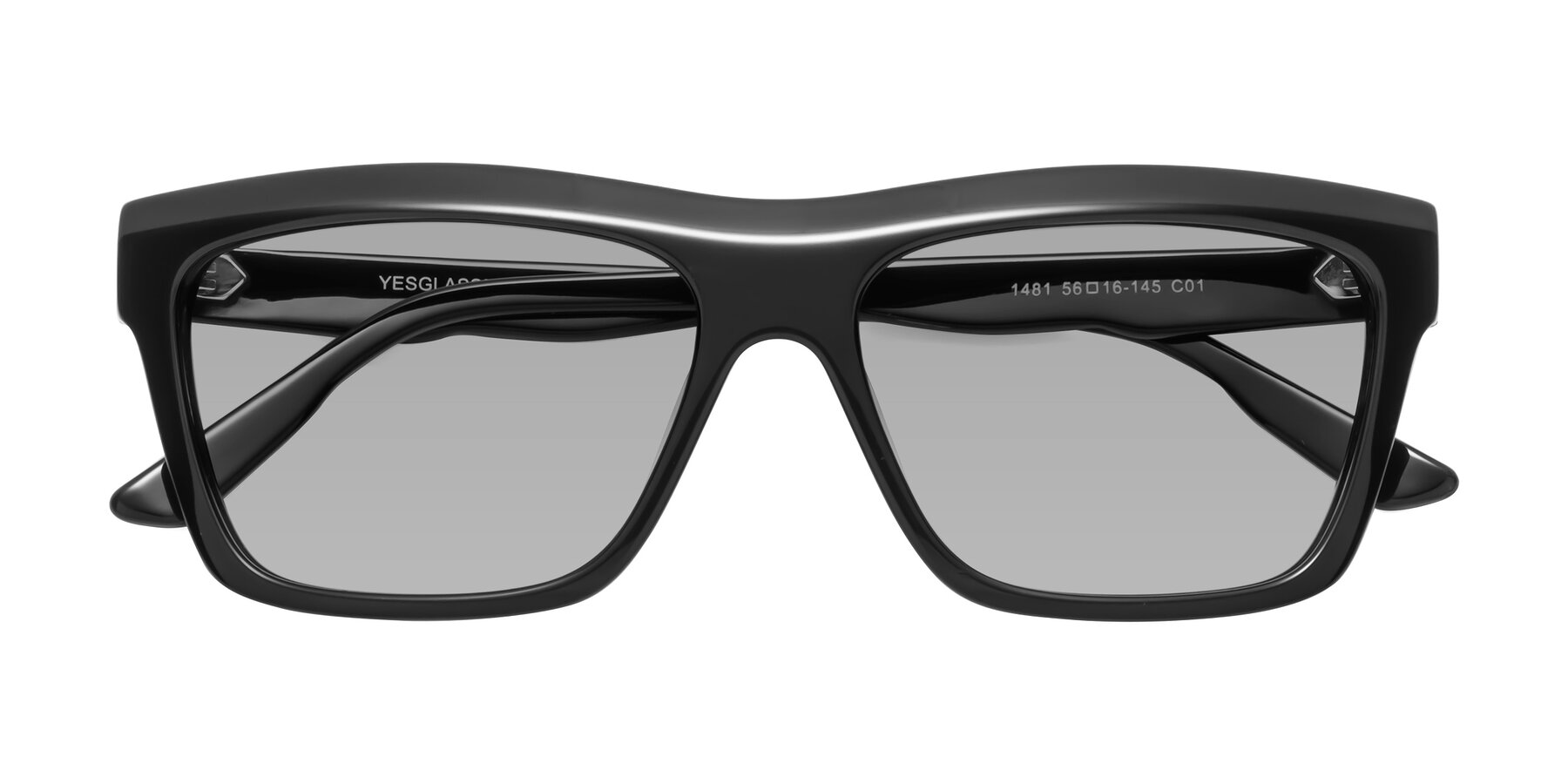 Folded Front of 1481 in Black with Light Gray Tinted Lenses