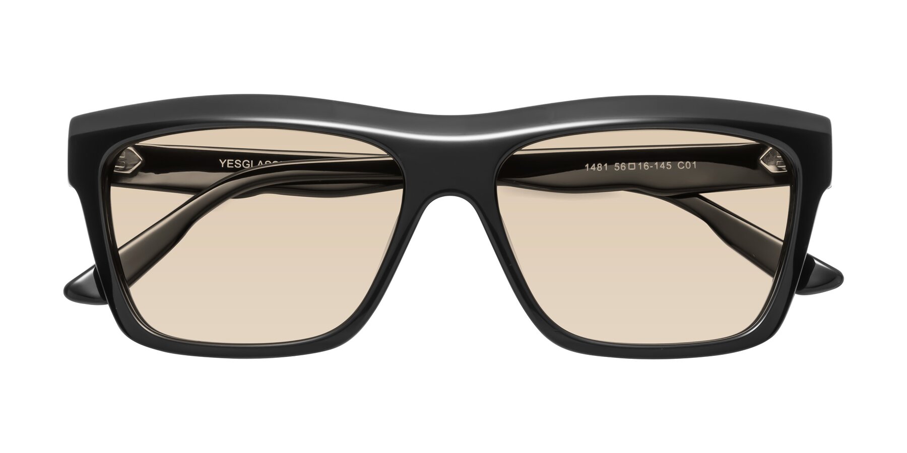Folded Front of 1481 in Black with Light Brown Tinted Lenses