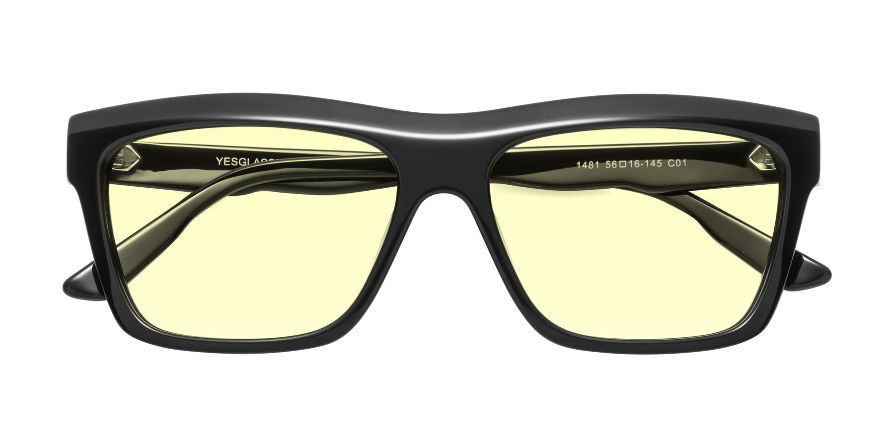 Folded Front of 1481 in Black with Light Yellow Tinted Lenses
