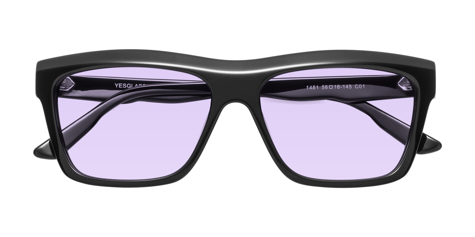 Folded Front of 1481 in Black with Light Purple Tinted Lenses