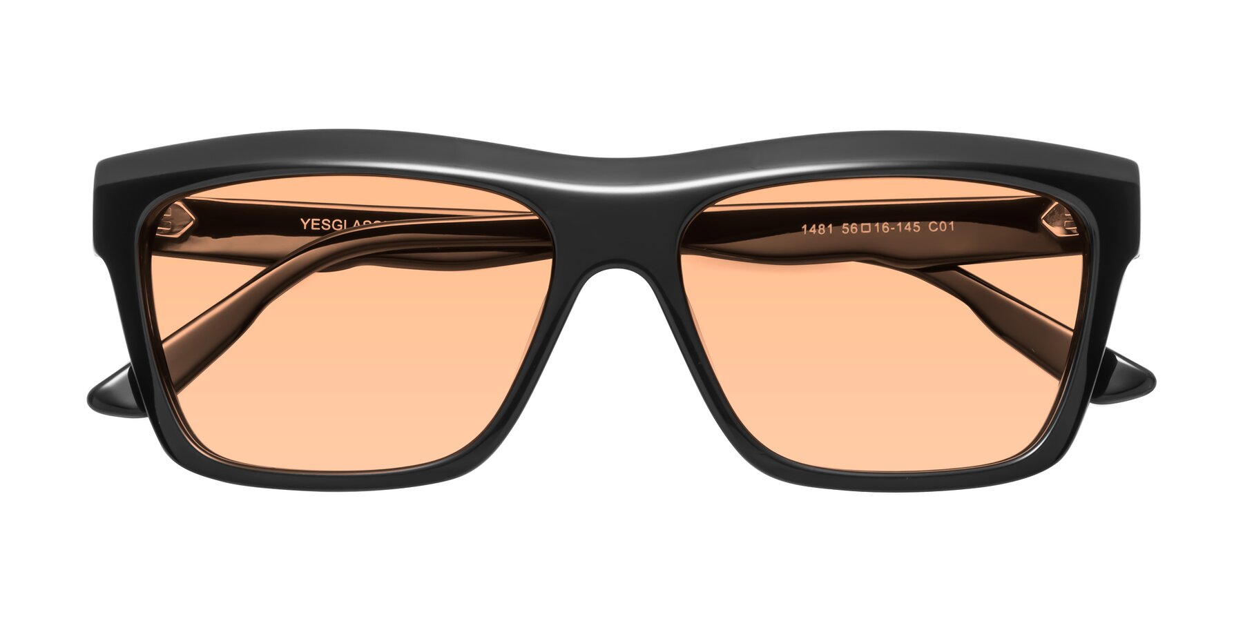Folded Front of 1481 in Black with Light Orange Tinted Lenses