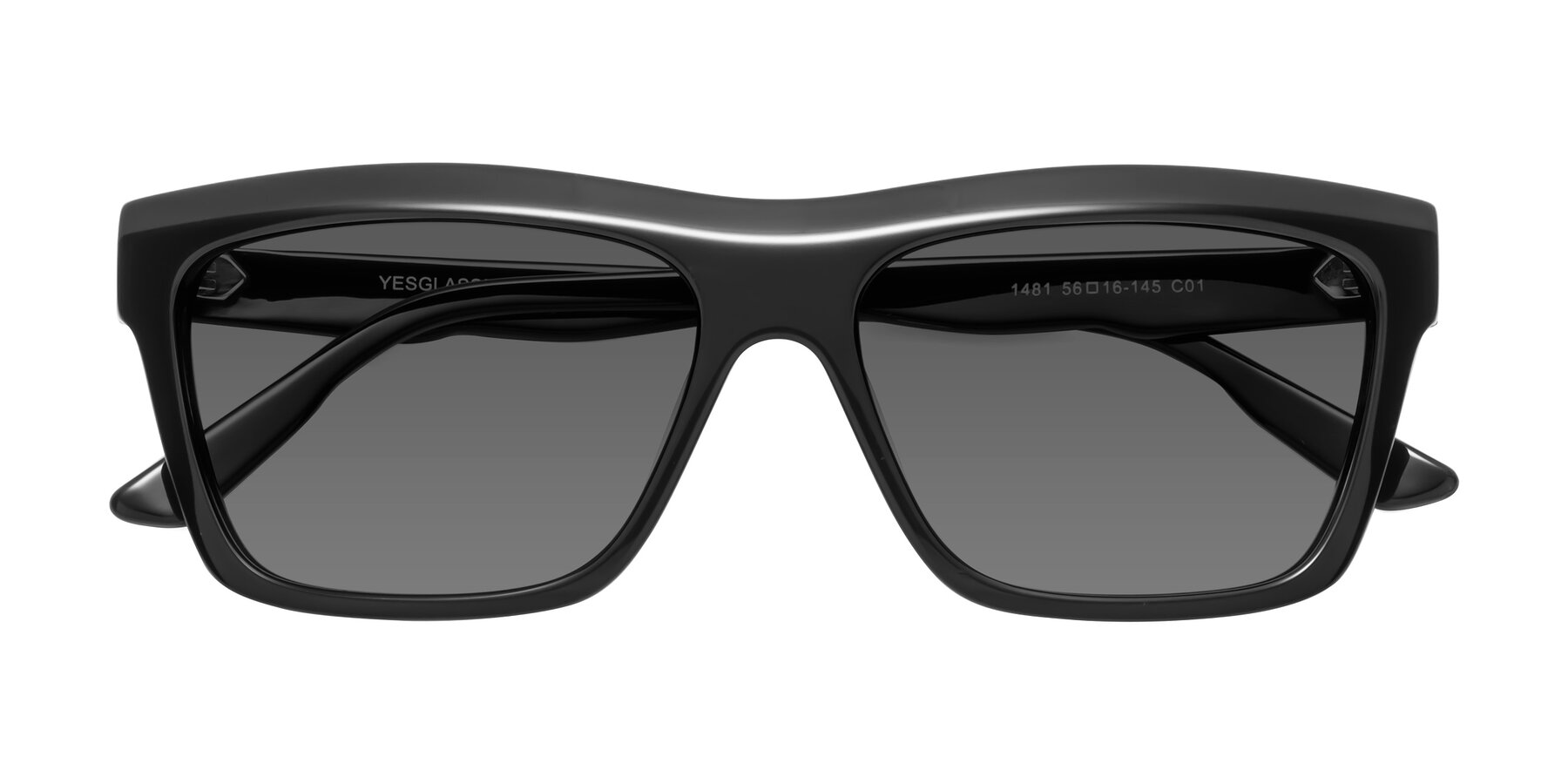 Folded Front of 1481 in Black with Medium Gray Tinted Lenses
