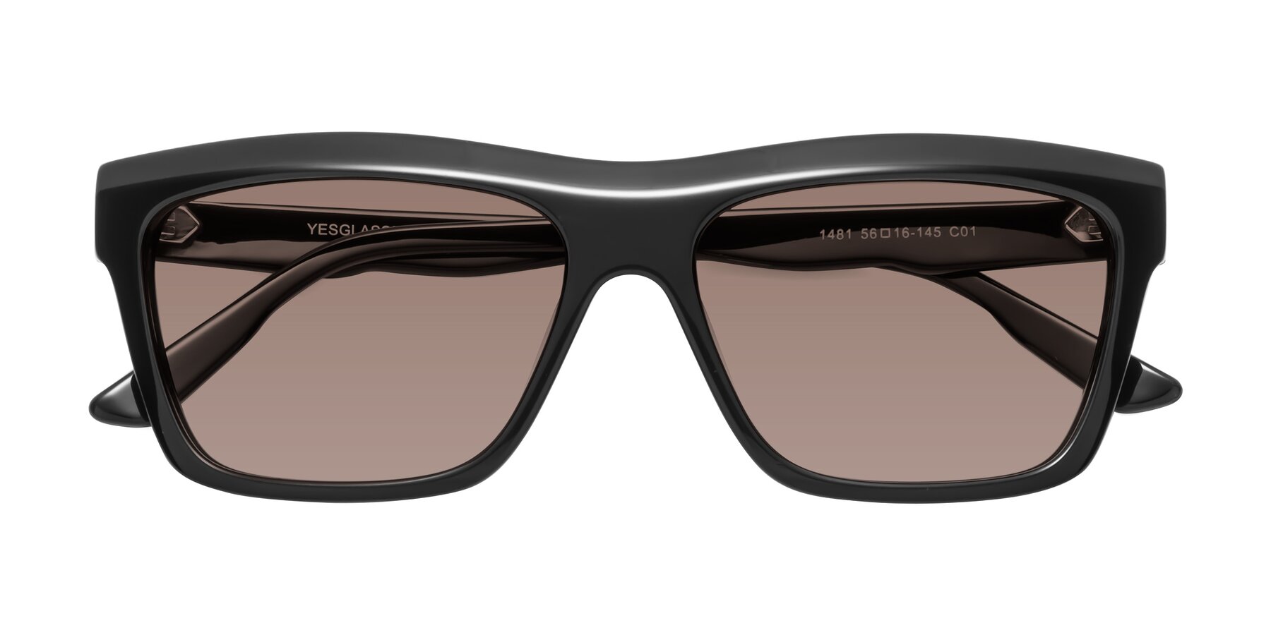 Folded Front of 1481 in Black with Medium Brown Tinted Lenses