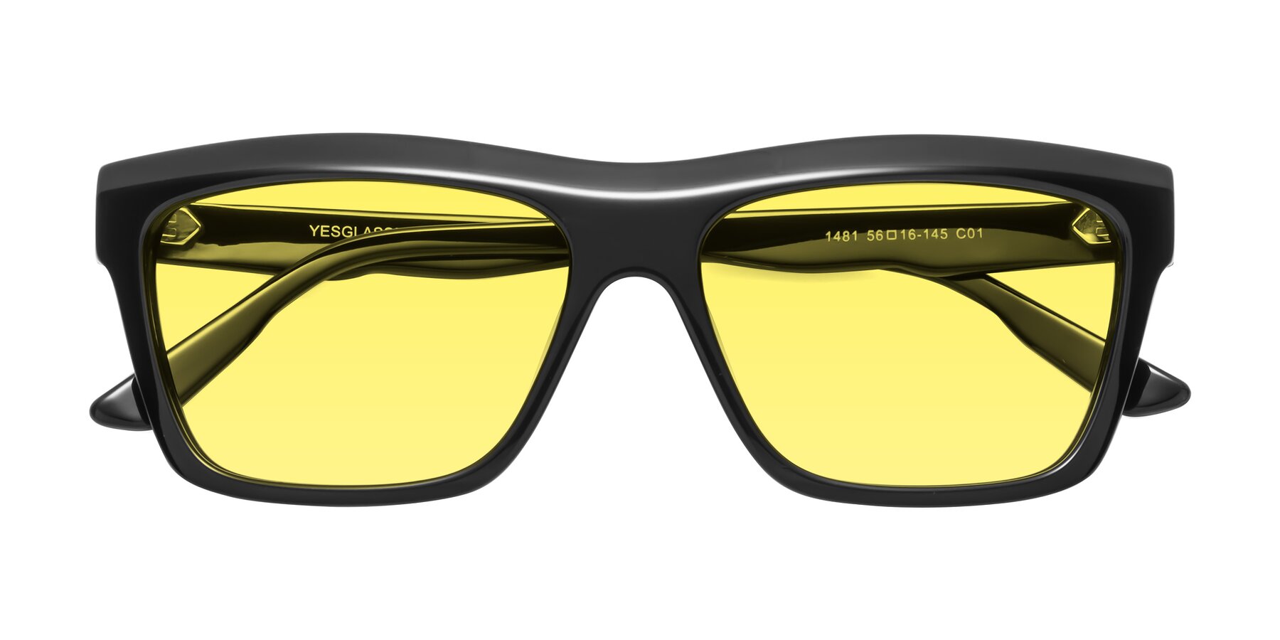 Folded Front of 1481 in Black with Medium Yellow Tinted Lenses