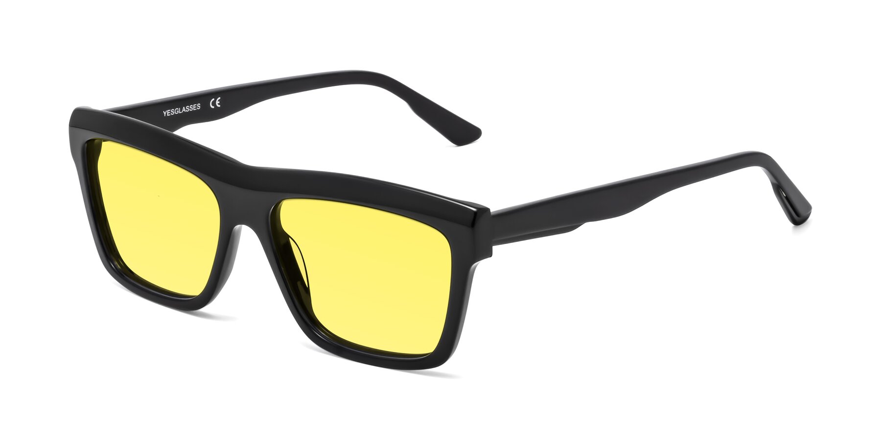 Angle of 1481 in Black with Medium Yellow Tinted Lenses