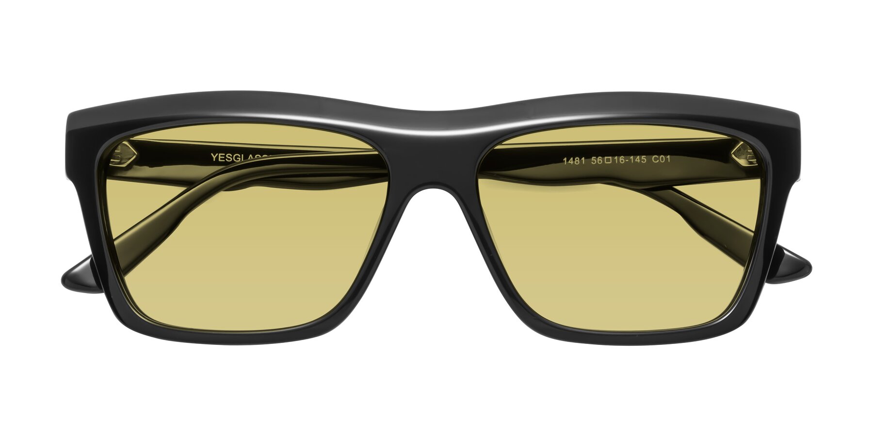 Folded Front of 1481 in Black with Medium Champagne Tinted Lenses