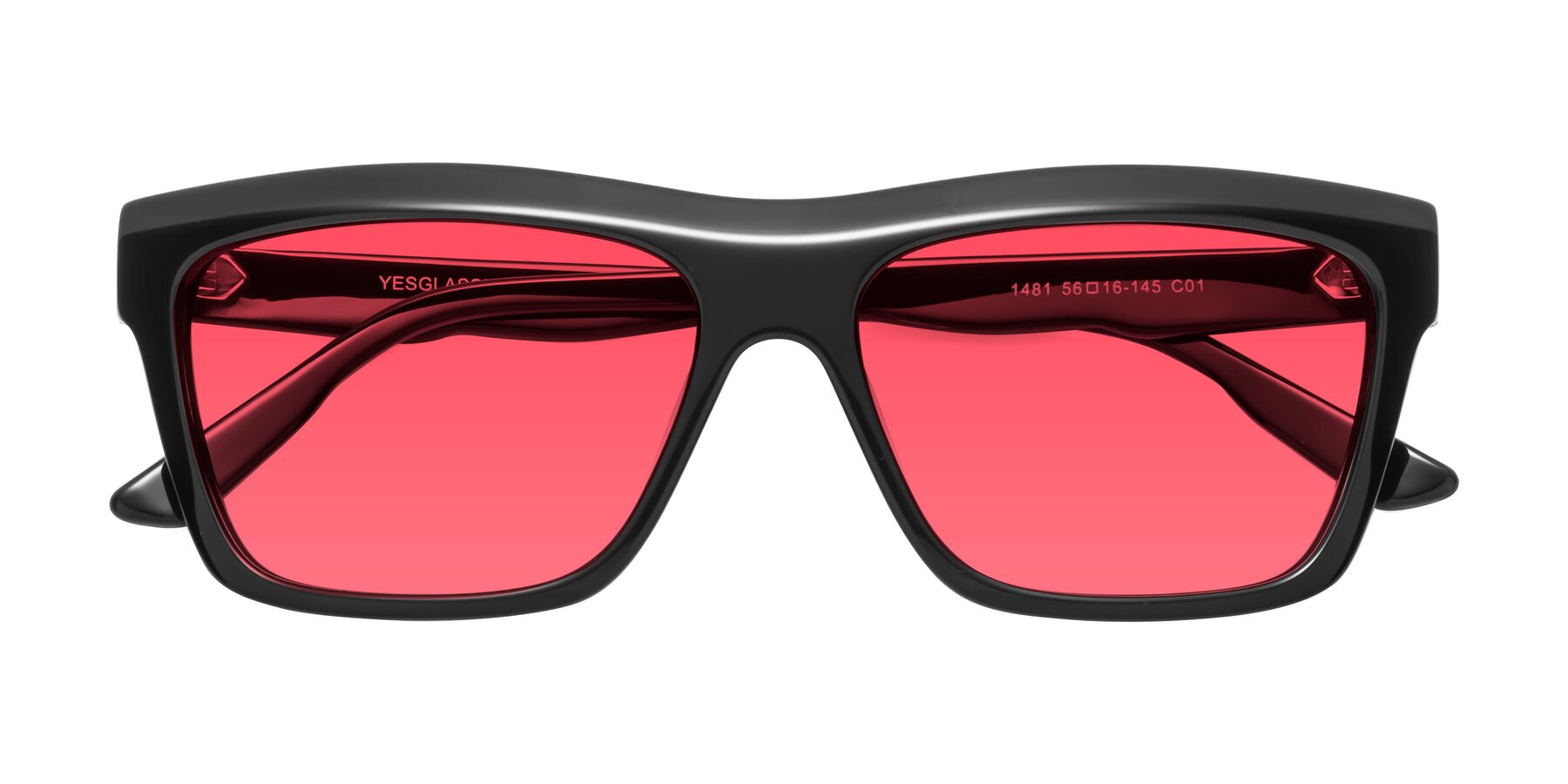 Folded Front of 1481 in Black with Pink Tinted Lenses
