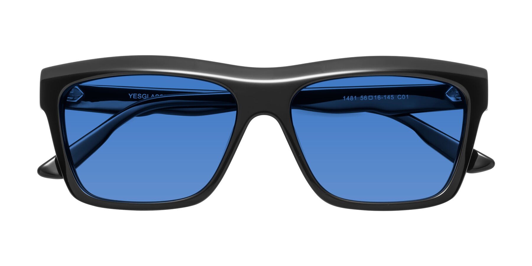 Folded Front of 1481 in Black with Blue Tinted Lenses