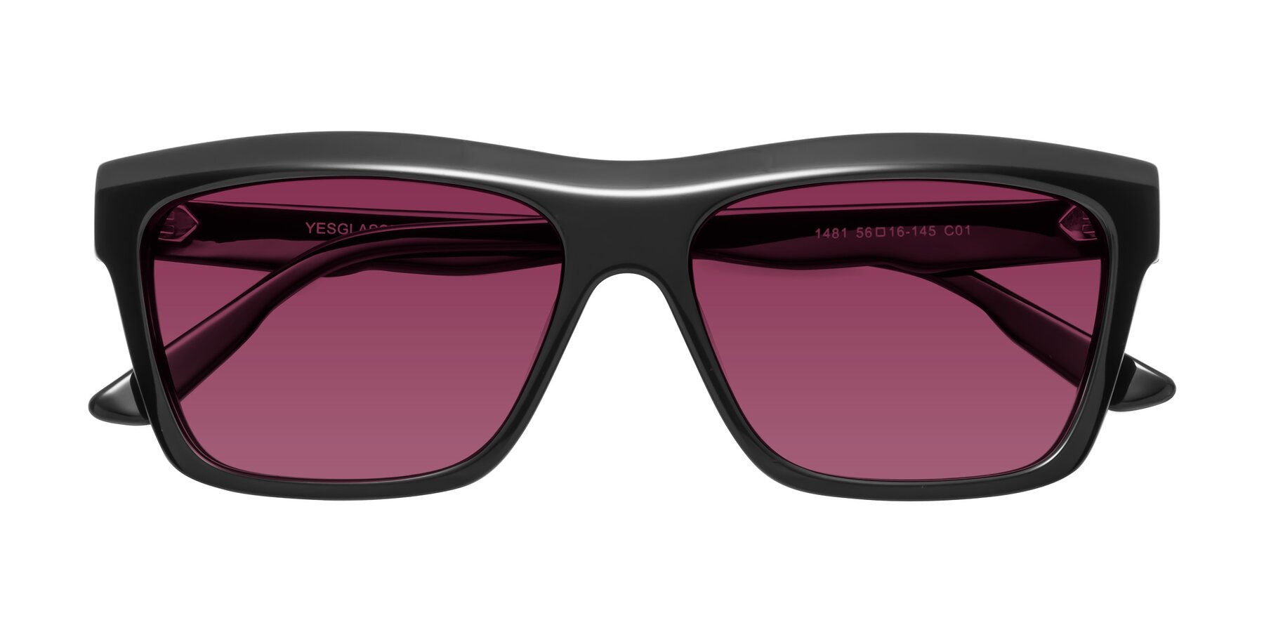 Folded Front of 1481 in Black with Wine Tinted Lenses